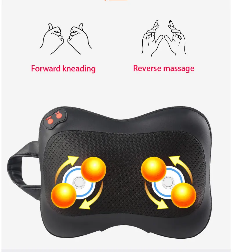 Shiatsu Massage Pillow Heating 3 speed Electric Head Relax Infrared Heating Shoulder Back Neck Cervical Massager for Car Home