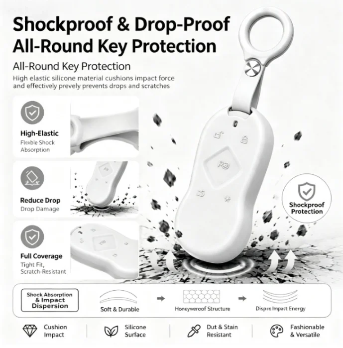 Silicone Key Protective Case for Xiaopeng MONA L03 2026 Original Car Color Full Coverage Key Case Scratch Shock Resistant 5