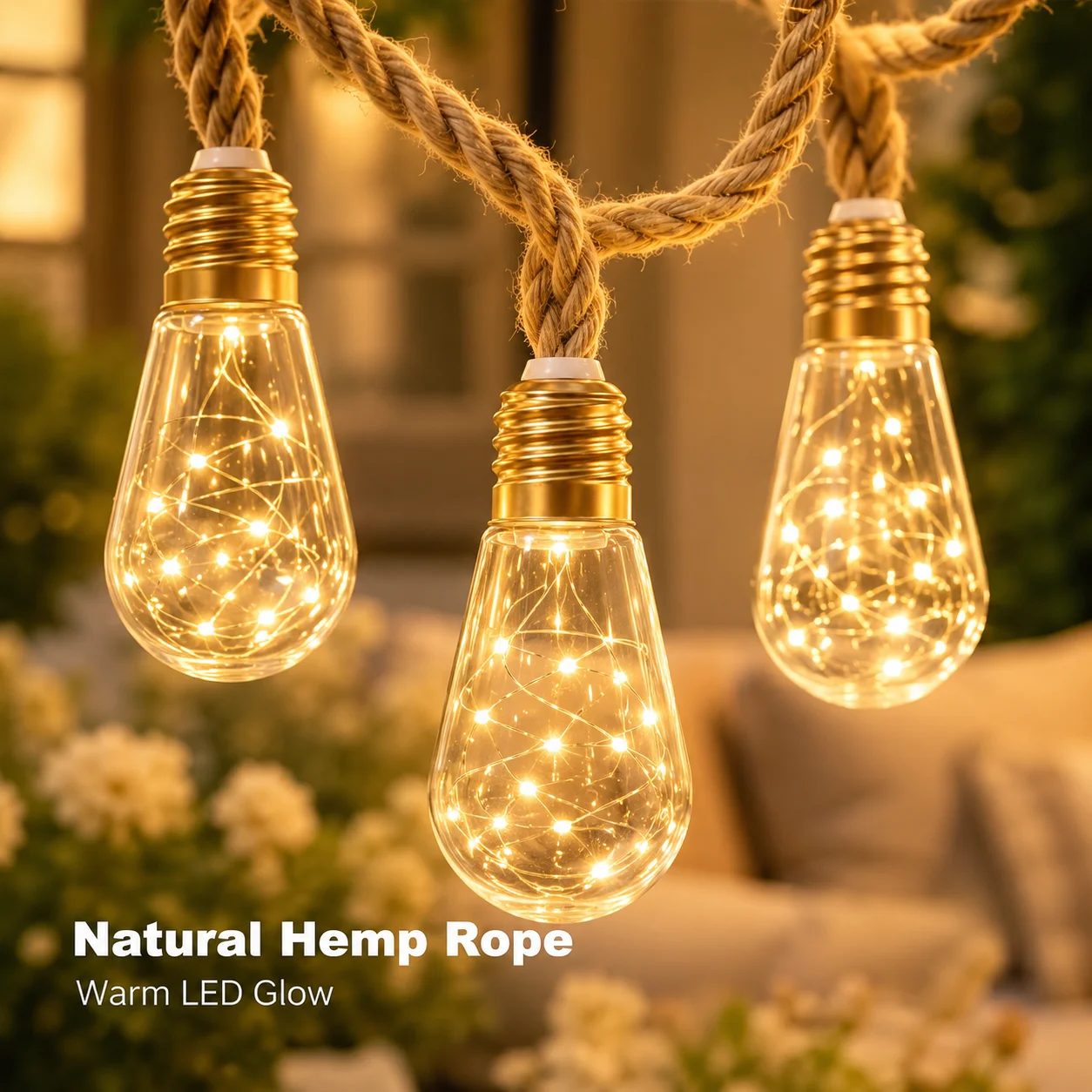 Solar Hemp Rope String Lights 6