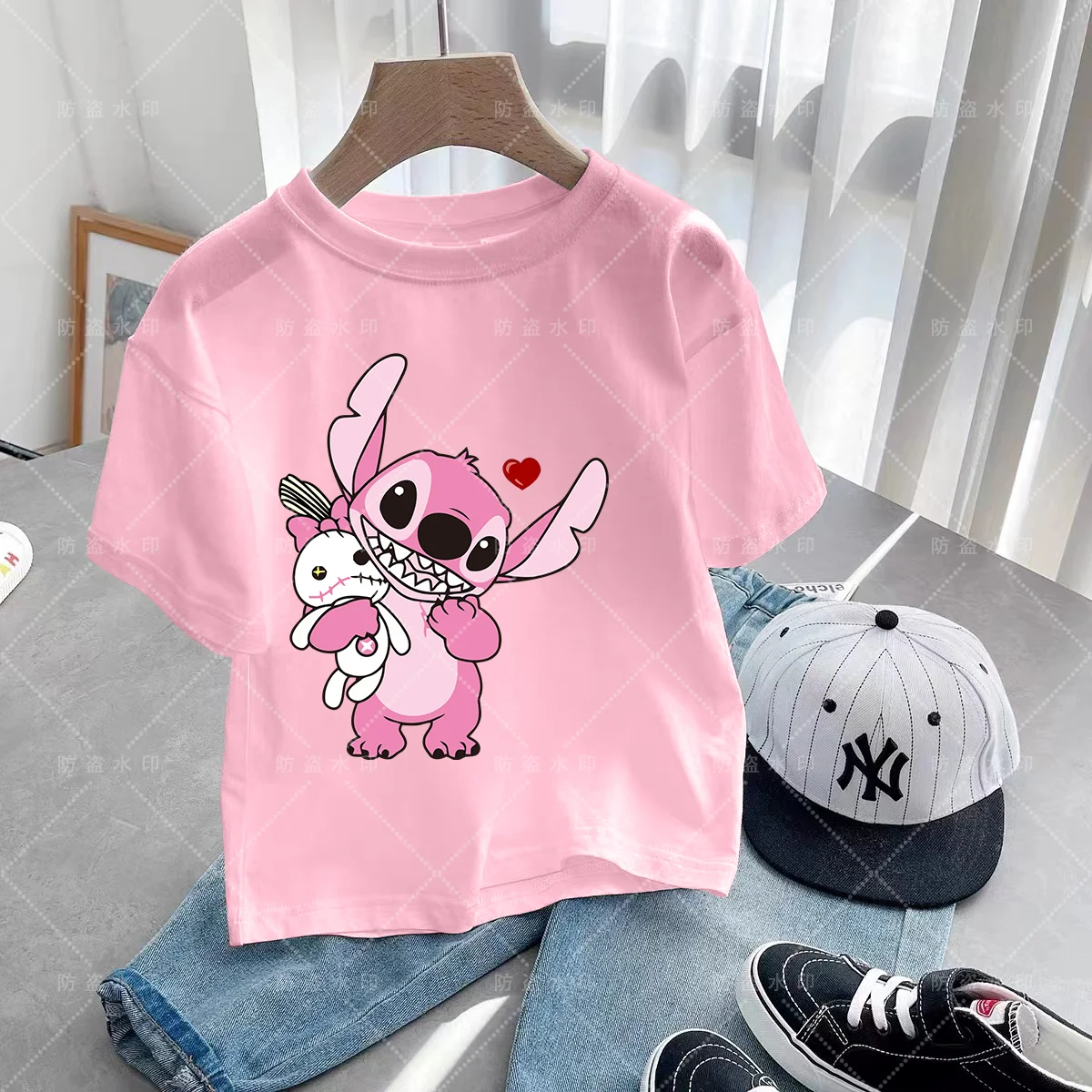 Summer Children Top Stitch Kawaii Disney Y2k Children's Clothing T Shirt Tops Short Sleeve Cartoons Disney Cartoons Kawaii Kids