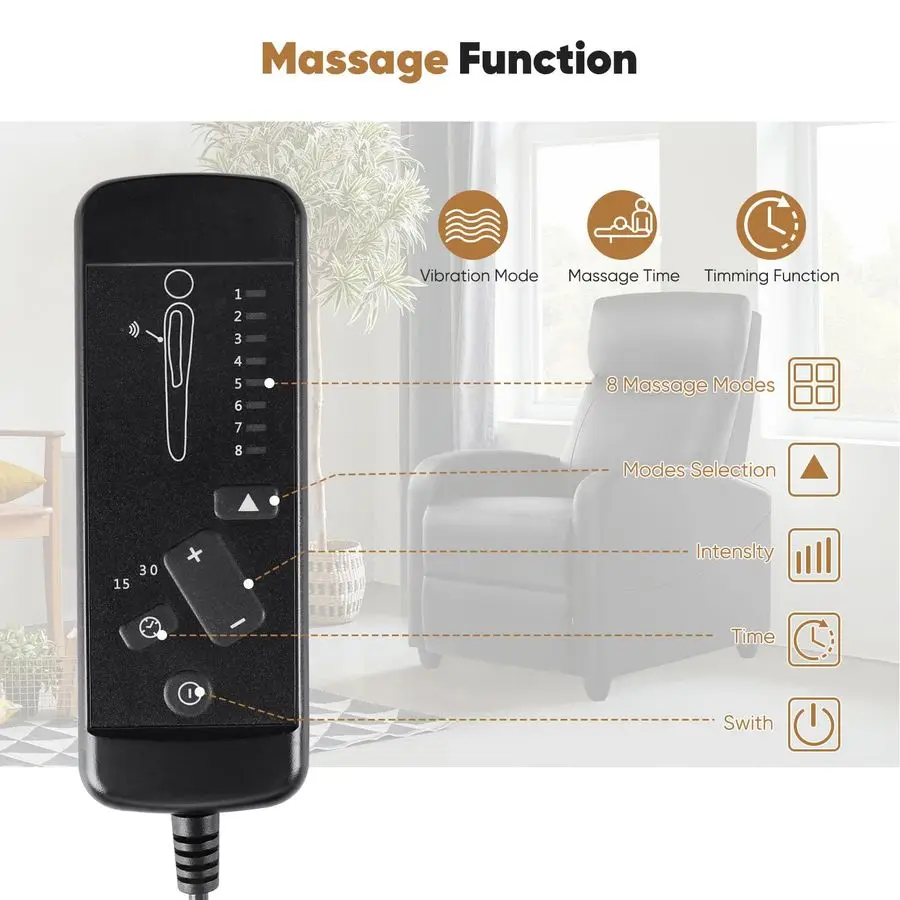 เก้าอี้ปรับเอนสำหรับผู้ใหญ่, เก้าอี้นวดปรับเอนสำหรับห้องนั่งเล่น, ที่นั่งโฮมเธียเตอร์แบบปรับได้ โซฟาเดี่ยวหุ้มหนัง PU