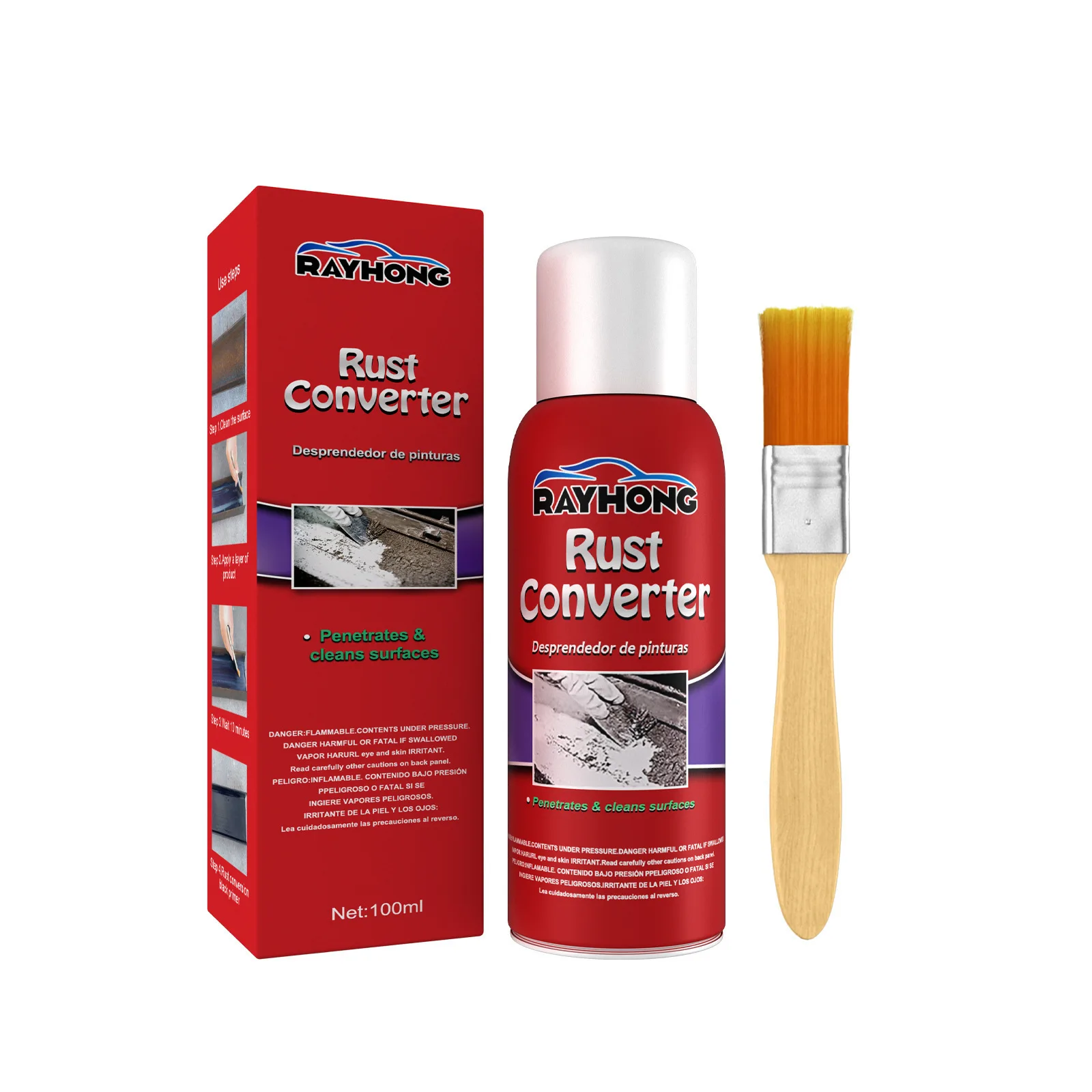 Rust Converter - Non Rust Removal Primer Car Chassis Rust Metal Accessories Rust Prevention Protective Agent, Anti Rust Chassis Paint Primer with Brush, Quick Acting Rust Neutralizer Inhibitor for Auto Exhaust Pipe Iron Fence Metal Surface Repair Barrier