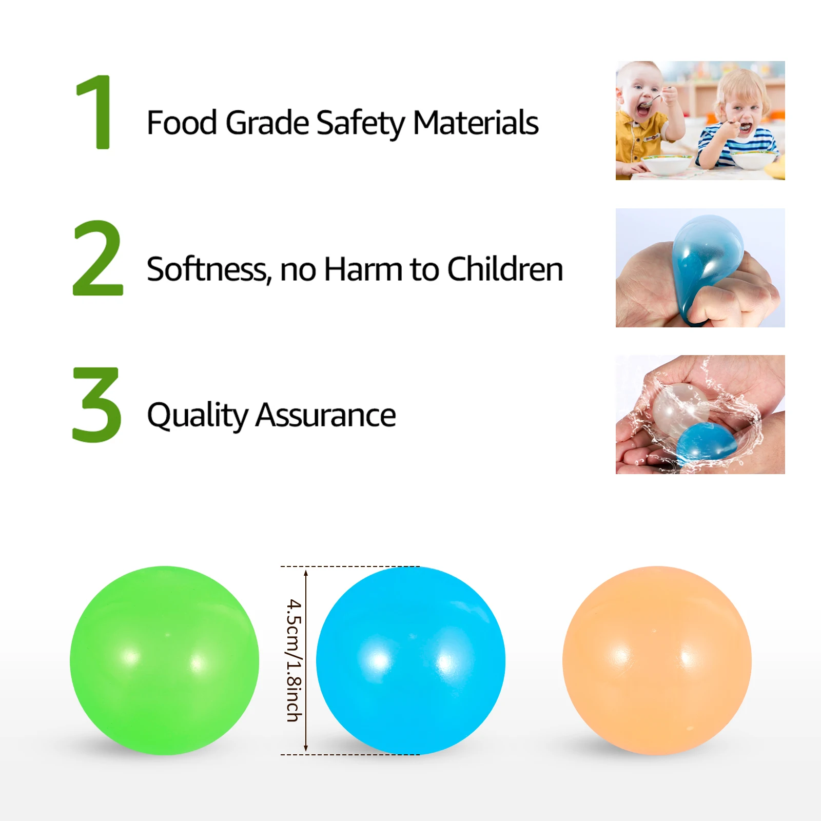 4Pcs Glow in The Dark Ceiling Balls Stress Relief Glowing Balls Luminous Sticky Balls Soft Sticky Wall Balls Kids Sensory Toys