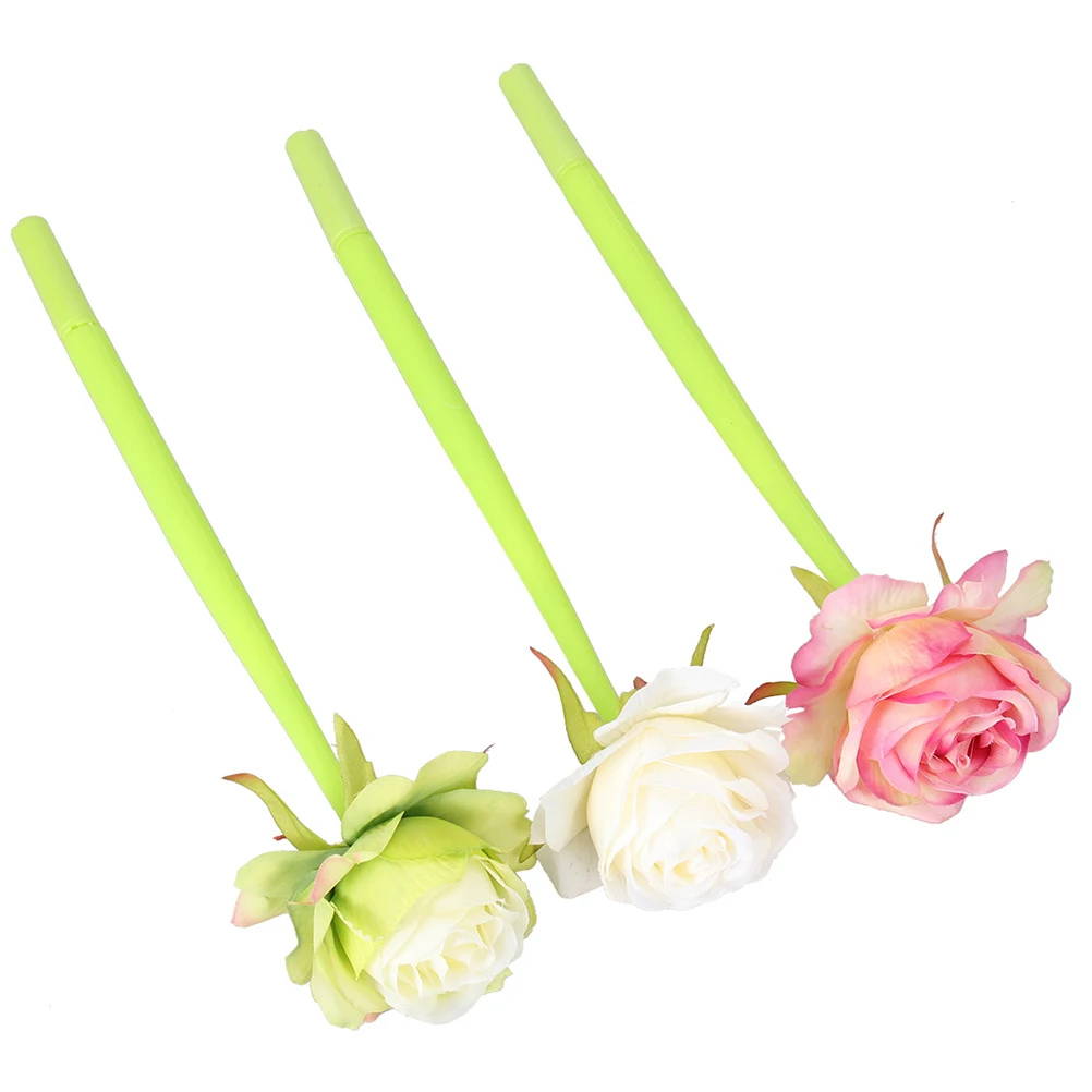 

4 PCS Soft Rubber Neutral Pen Pens for Women Gel Cute Kawaii Ink Shell Material with Flower Design