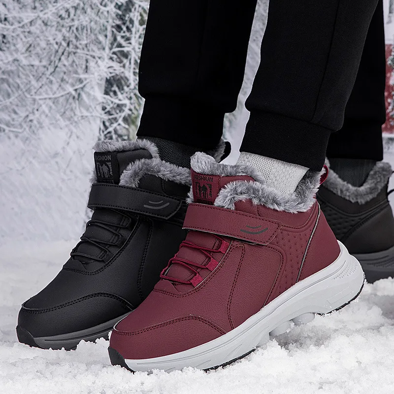 

Высокие зимние утолщенные хлопковые туфли на флисовой подкладке для пожилых людей, прогулочная обувь для северных родителей, нескользящая теплая обувь для мам