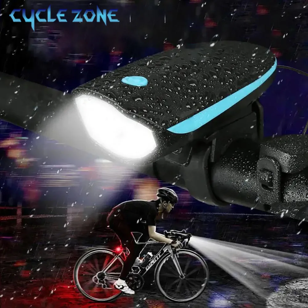 

2 in 1 Wired Bicycle Horn light MTB Bike 3 Lighting Modes Head Flashlight LED Cycling Ring Bell Front Light Rear Set Accessories