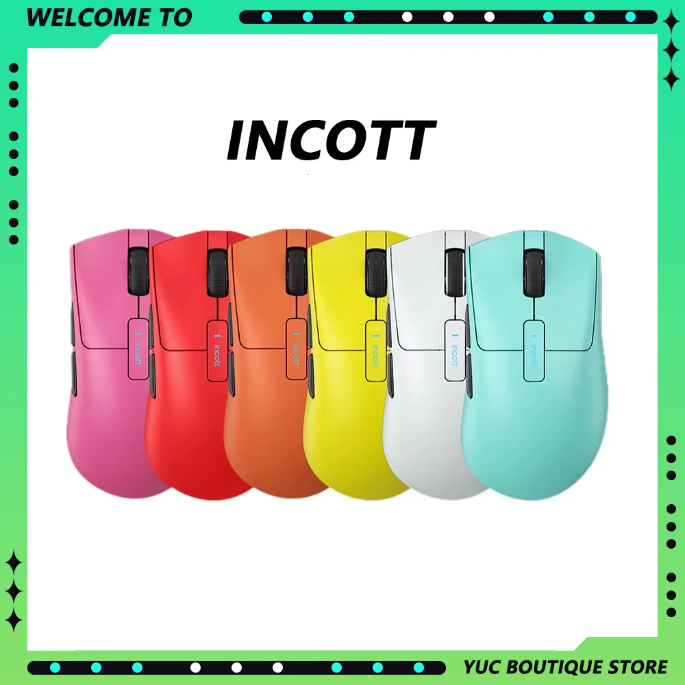 Incott G24Pro Low Delay Wireless Bluetooth Mouse Dual Mode Paw3395 Sensor Hot Swap Ergonomics Lightweight Gaming Accessories