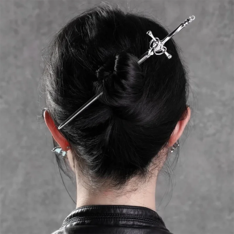 1pc Punk Metal Sword Hair Accessory Chinese Minimalist Hair Stick Diy Hairstyle Design Tool Accessory Women\'s Hair Clip Hairpin