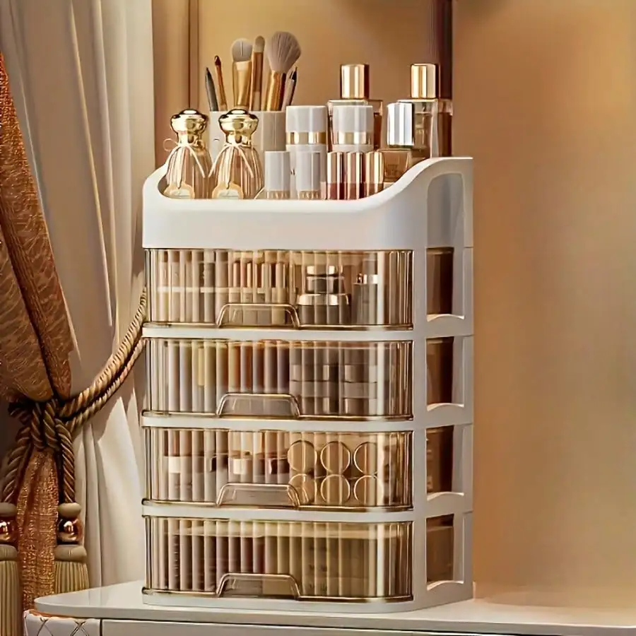 

3/5-Layer Expandable Makeup Organizer: Stackable, Multi-Compartment for Cosmetics