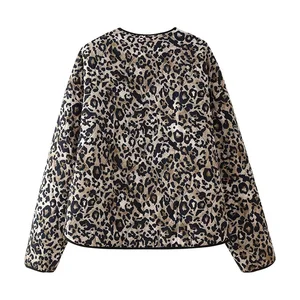 Zevity gepolsterte Baumwolle mit weiblicher Vintage-Leopard, langärmelige weibliche Hülse, Knöpfe, Freizeitmantel, Tops, CT6287, 2024 6 Hauptverkäufe Zevity Casacos - №3