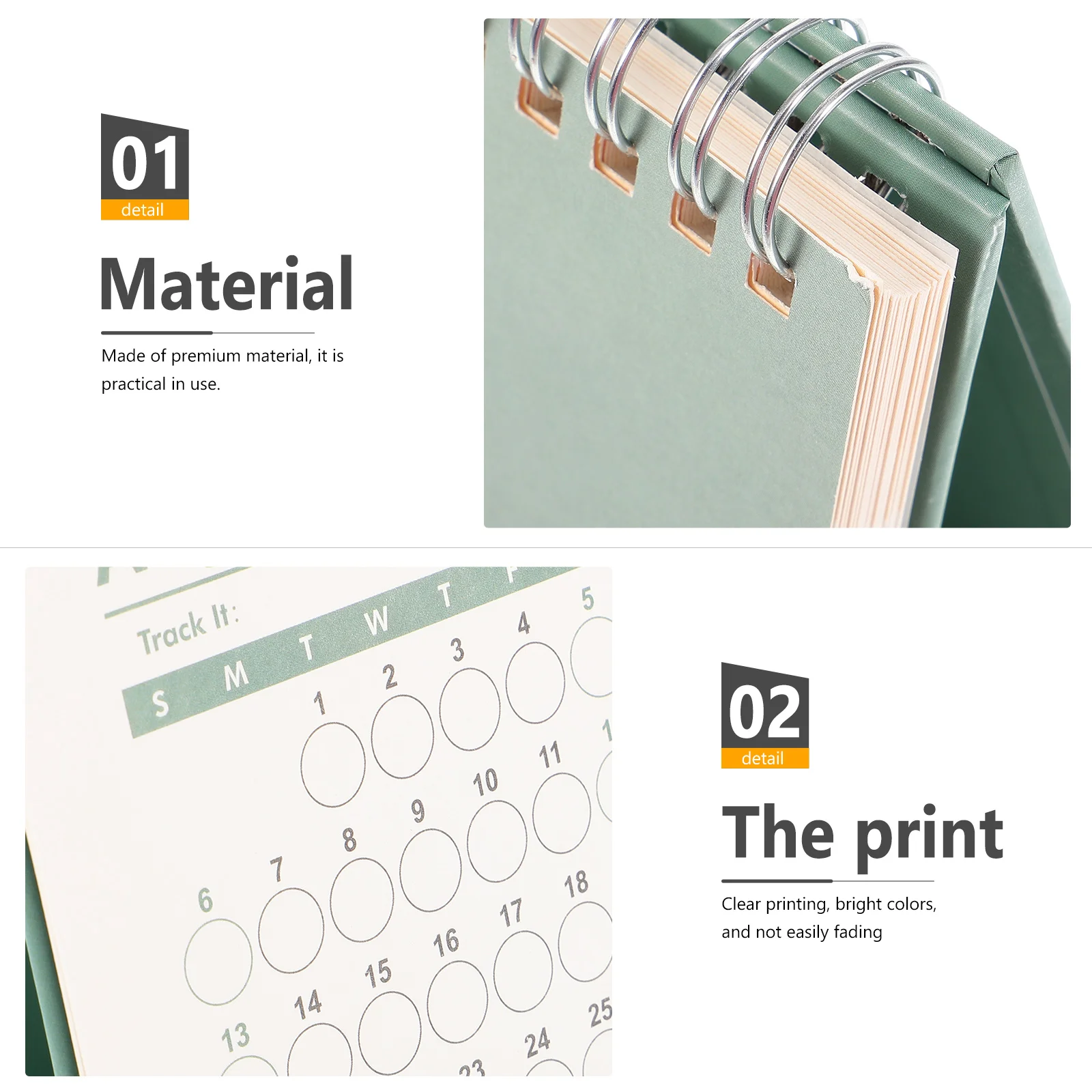 

Office Standing 2024 Spiral Binding Business Decorative Desk Calendar Paper Desktop Calendar Clear Weekdays Large Print