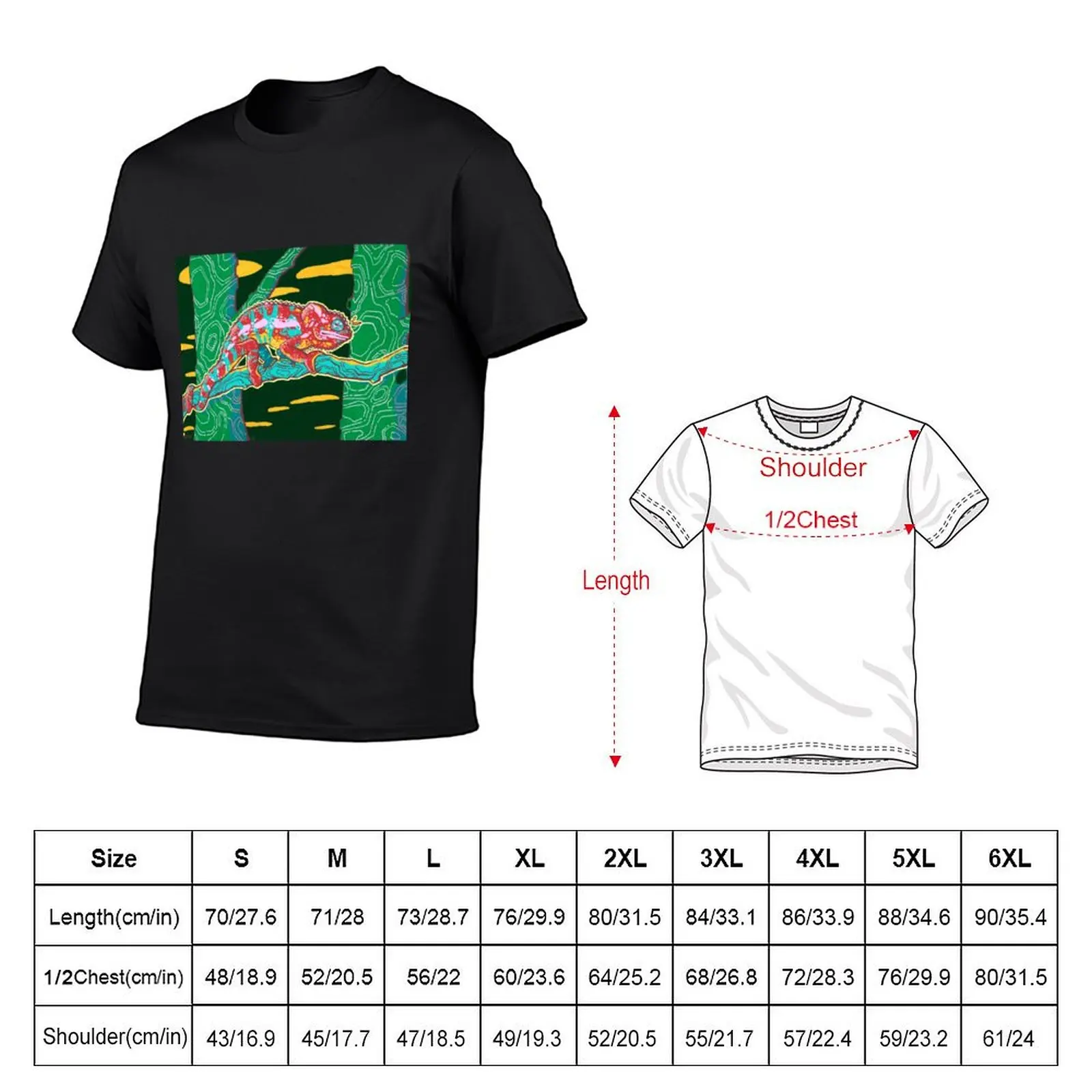 Robijnrode Kameleon T-Shirt Korte Mouw T-Shirt Esthetische Kleding Heren T-Shirt Grafisch