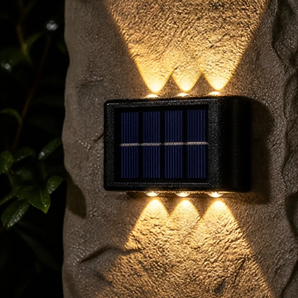 Waterproof Solar Light Lamp 4/6/8/10/12/16LED Up And Down Luminous Solar Wall Light Warm Light Outdoor Solar Lights Halloween