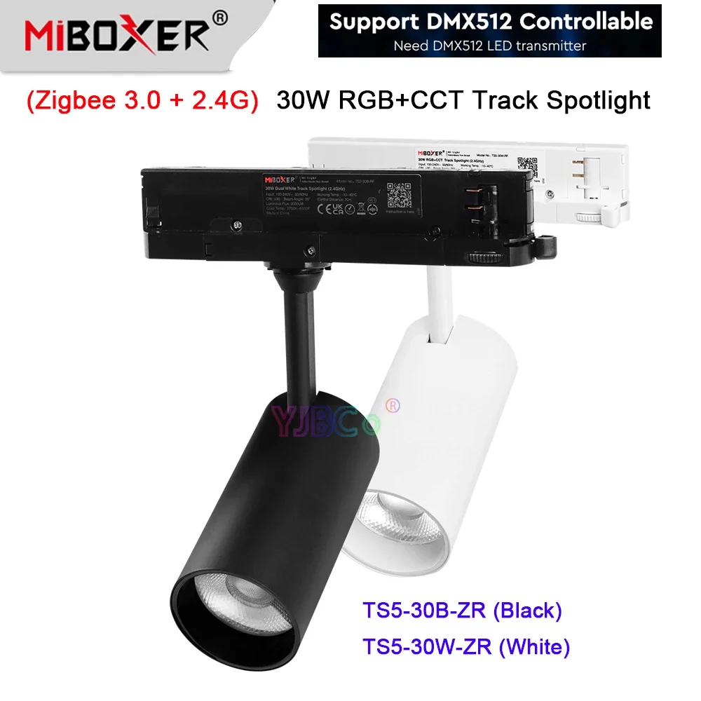 Miboxer Tuya APP Zigbee 3.0 RGBCCT 2.4G LED Track Light 30W Smart Spotlight Rail type DMX512 Lamp 110V 220V 2.4G Remote control