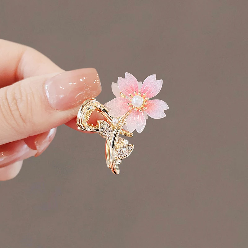 Spring Romantic Sakura Hair Clips Small Size Women Exquisite Bangs Clip Side Clip Girls Mini Metal Hairpin Headwear