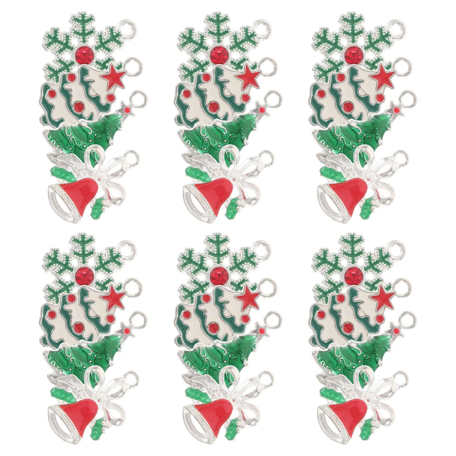 

24Pcs Christmas Tree Pendants Alloy Assorted Snowflake Bell Charms for Necklace Bracelet Earring Jewelry Making