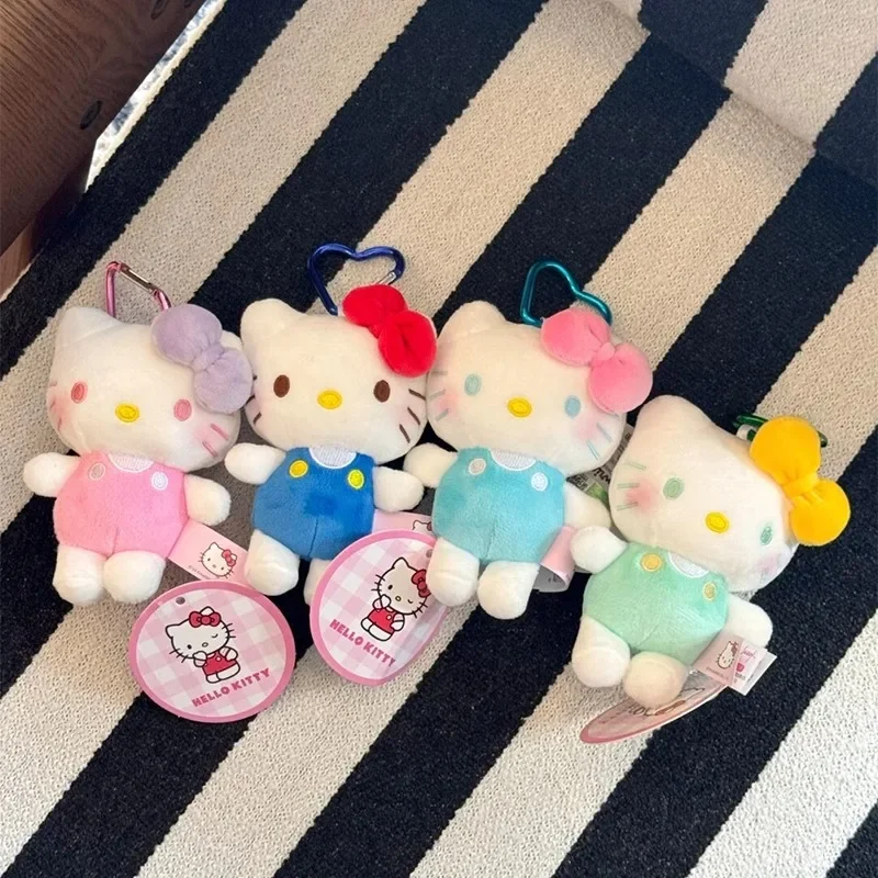 かわいいハローキティぬいぐるみキーホルダー、キュートな車のキーホルダー、スクールバッグペンダント、ぬいぐるみキーリング、プラッシュストラップドール、誕生日プレゼント