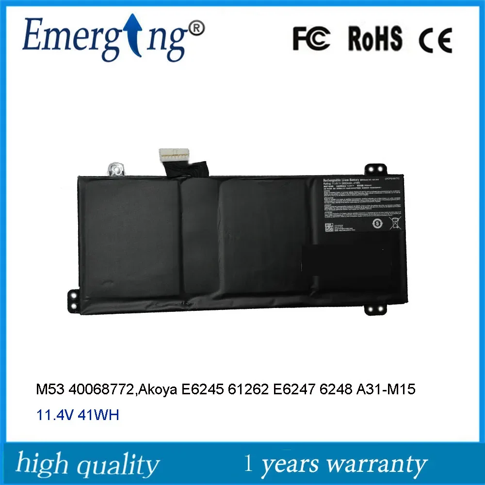 Imagem -01 - Bateria do Portátil para a Placa Principal 14.4 v 41wh A31-m15 Akoya M53 40068772 E6245 61262 E6247 6248 bateria do portatil para a placa principal 144 v 41wh a31 m15 akoya m53 40068772 e6245 61262 e6247 6248 01