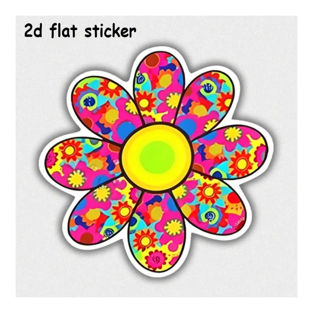 Colorful Flower Design Art Decal For Laptops, Cars, Motorcycles, Water Bottles & Smooth Surfaces