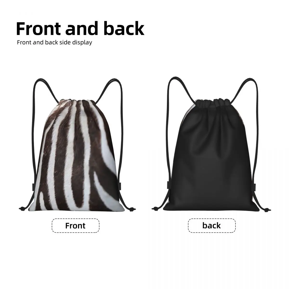 Zebra Striped Pattern Animal Fur Drawstring Backpack Gym Sport Sackpack Portable Zebra Leather Texture Lover Shopping Bag Sack