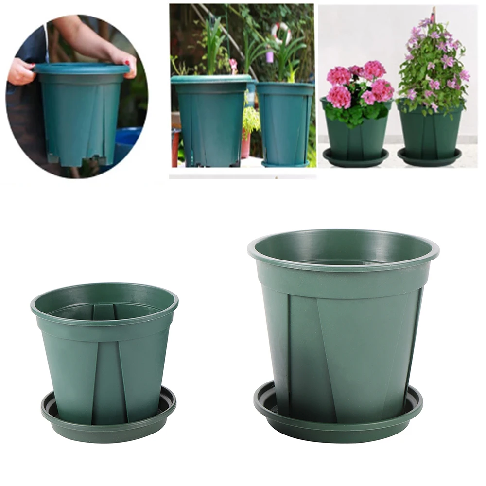 2Pcs Green Plant Flowerpot Rose Breathable Plastic Succulent Flower Pot Tray Potted Culture Nursing Outdoor Garden Container