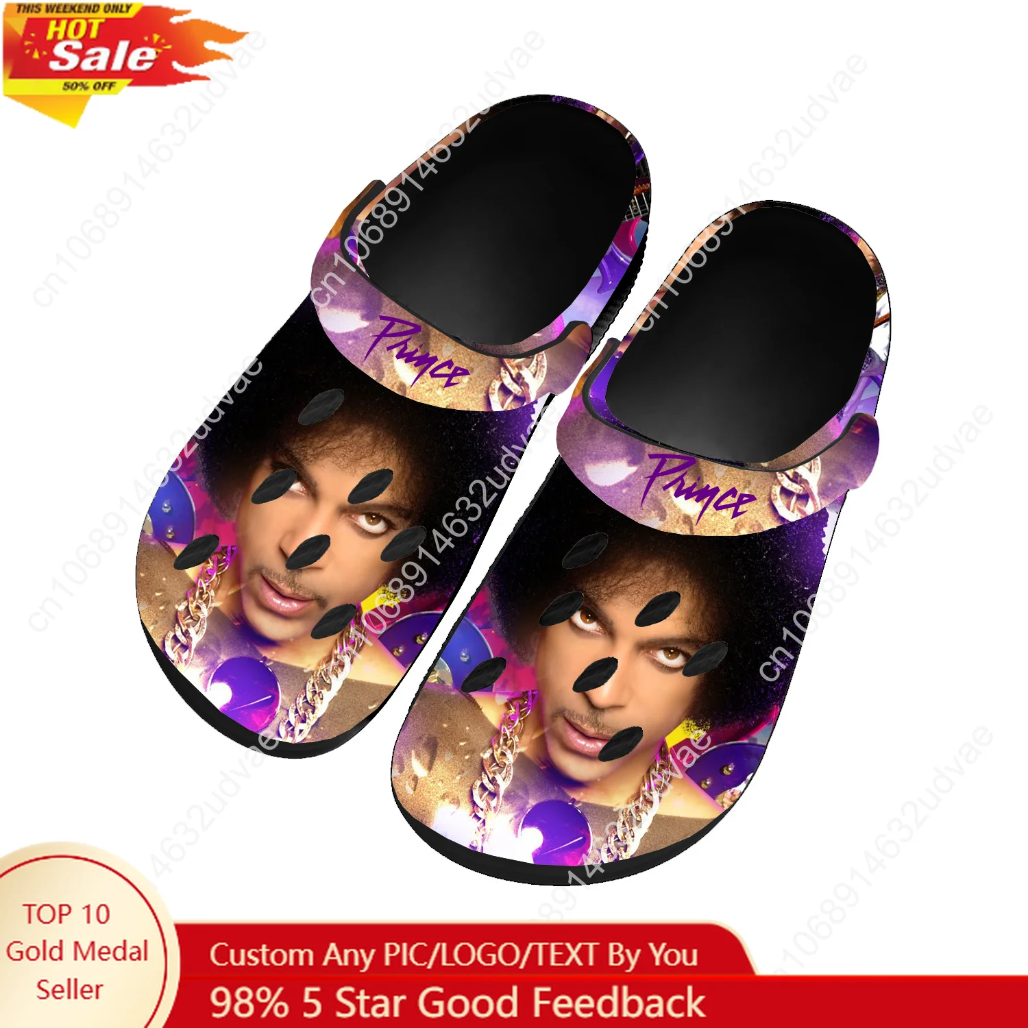 

Prince Rogers Nelson Water Shoes Home Garden Clogs Mens Women Youth Boy Girl Sandals Custom Breathable Hole Slippers Black