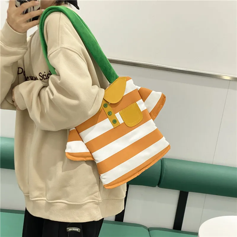 T Shirt Canvas Tote Bag Creative Shopping Bag Women Girls Shoulder Bag