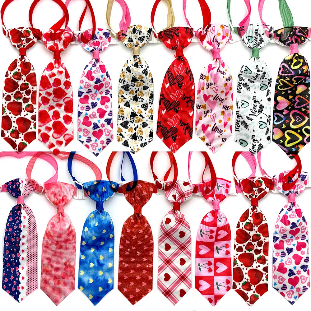 

50/100pcs Valentine's Day Pet Product Love Heart Style Dog Bowtie Cat Dog Grooming Accessories Adjustable Collar Pet Supplies