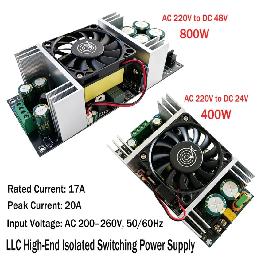400W 800W LLC High-end Lsolated Switching Power Supply AC220V to DC48V AC220V to DC24V Adjustable Amplifier Switch Mode Power