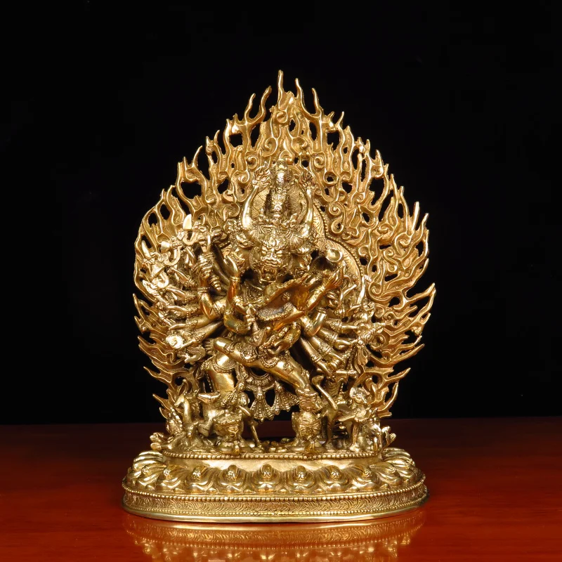 Wholesale Buddha statue copper gilding altar Worship Yamantaka Great Vader Vajra Family safety