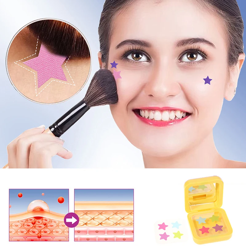 1Box Hydrokolloid Akne Patch Verblassen Reparatur Unsichtbare Akne Entfernung Aufkleber Concealer Make-Up-Tool Stern Mit Spiegel