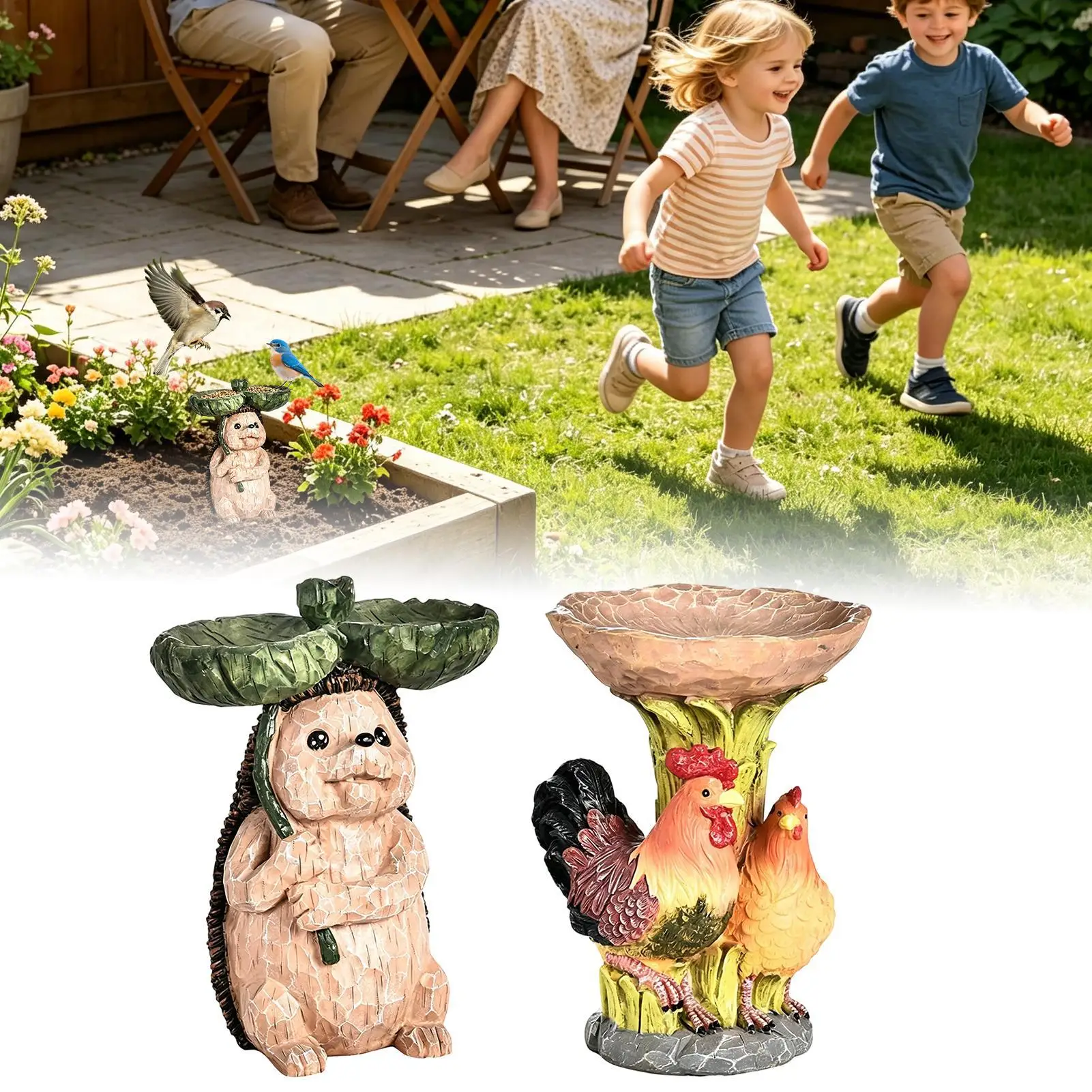 Bird Feeder For Outside Resin Multifunctional Standing Bird Feeder Bowls For Patio For Macaws Budgies Parrot Sparrow Parakeet