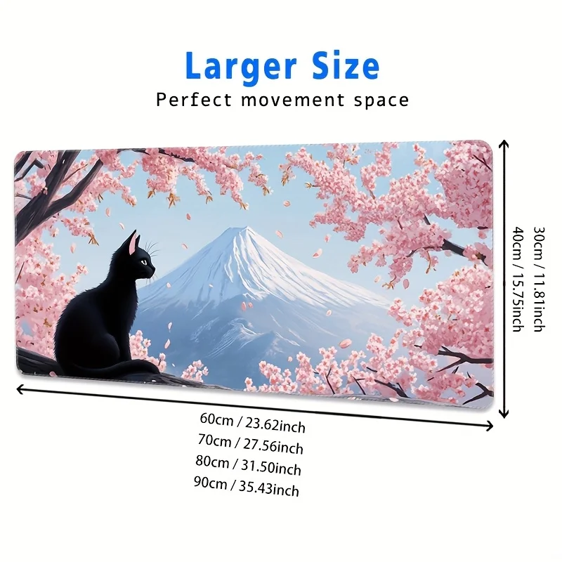 Cherry Blossom Mount Fuji Extended Gaming Mouse Pad Non-Slip Rubber Desk Mat for Keyboard and Mouse