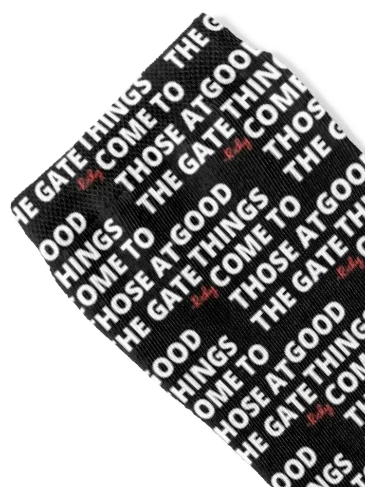 Rickyism - Good Things Come to Those At the Gate Socks Wholesale Christmas men cotton high quality sheer Woman Socks Men's