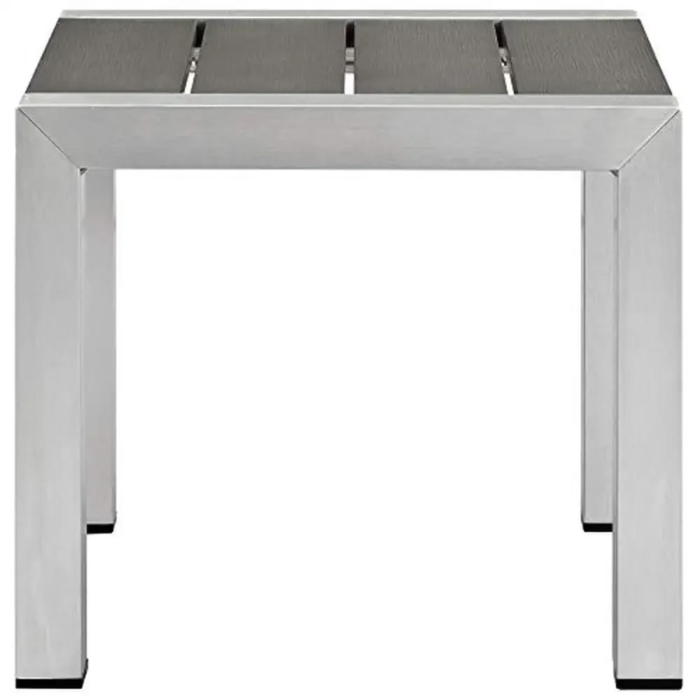 Ensemble de meubles d'extérieur en aluminium gris argenté, ensemble de conversation moderne, coque durable et résistant aux intempéries, 3 pièces