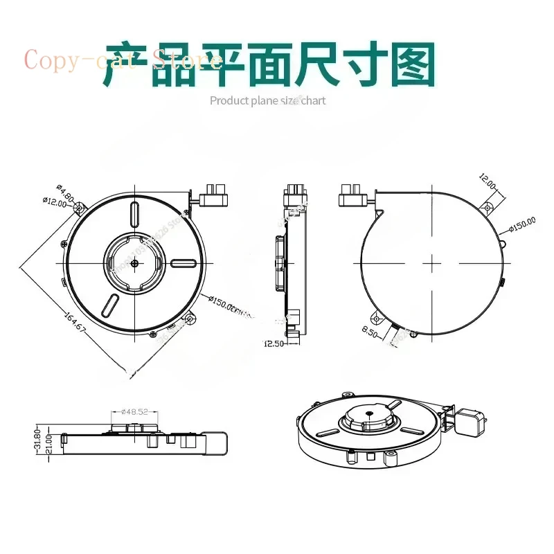 220V/50HZ 125V/60HZ 1000-2000W Extension Electric Retractable Cord Reel Fireproof Material Automatic Power Cord Shrinker