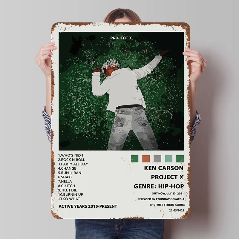 Ken Carson Project X Albumcover Blechschild Poster Individualisierte Wandkunst Retro Vintage Metallschilder für Raum- und Männerhöhle-Dekoration