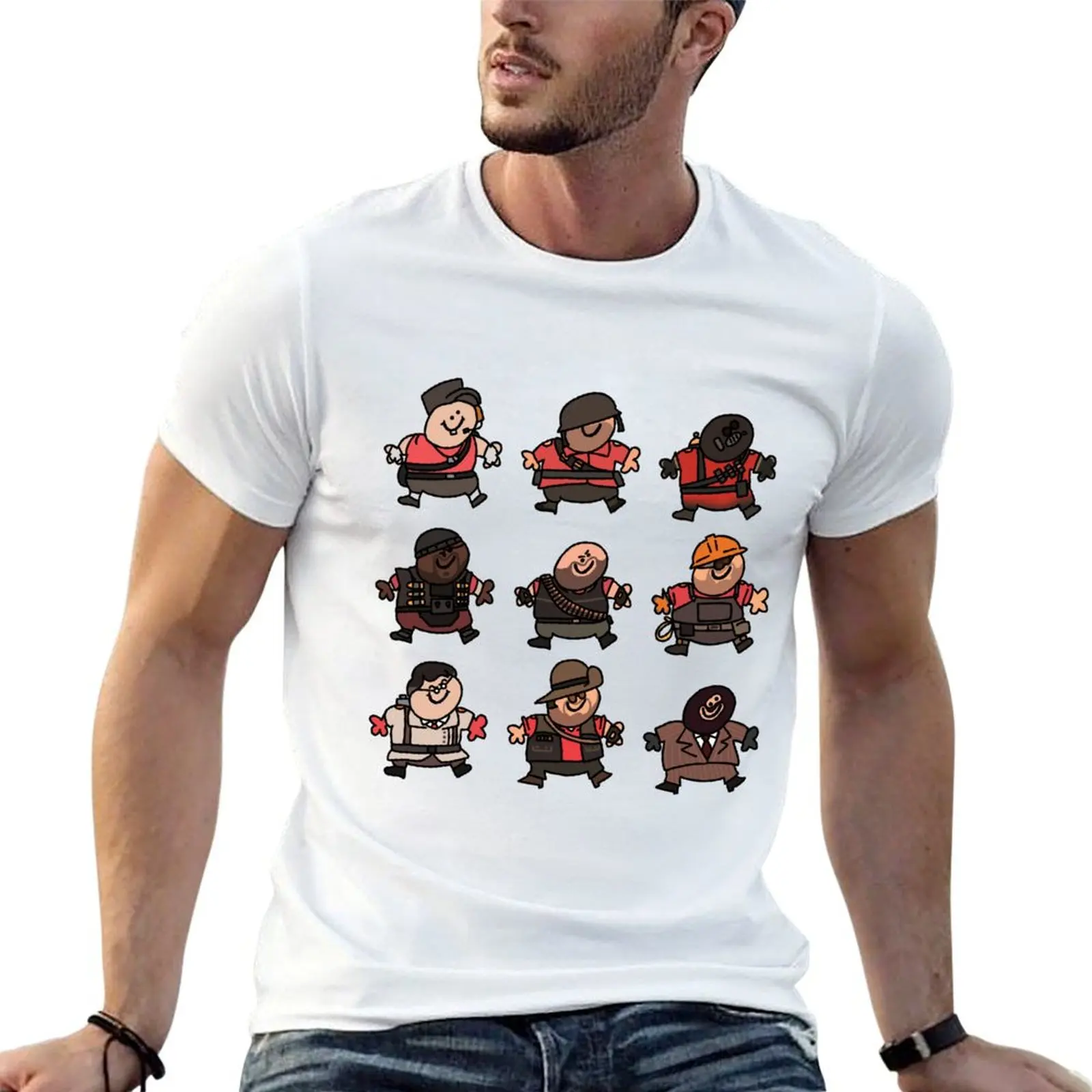 

TF2 Red Fren Set T-shirt new edition summer tops vintage clothes mens graphic t-shirts hip hop