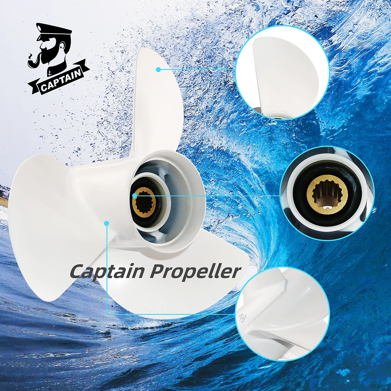 Captain Boat Propeller 12 5/8x21 Fit Yamaha Outboard Engines 50 60 80 90 100 130HP Motor Aluminum Alloy Screw 3 Blade 15 Spline