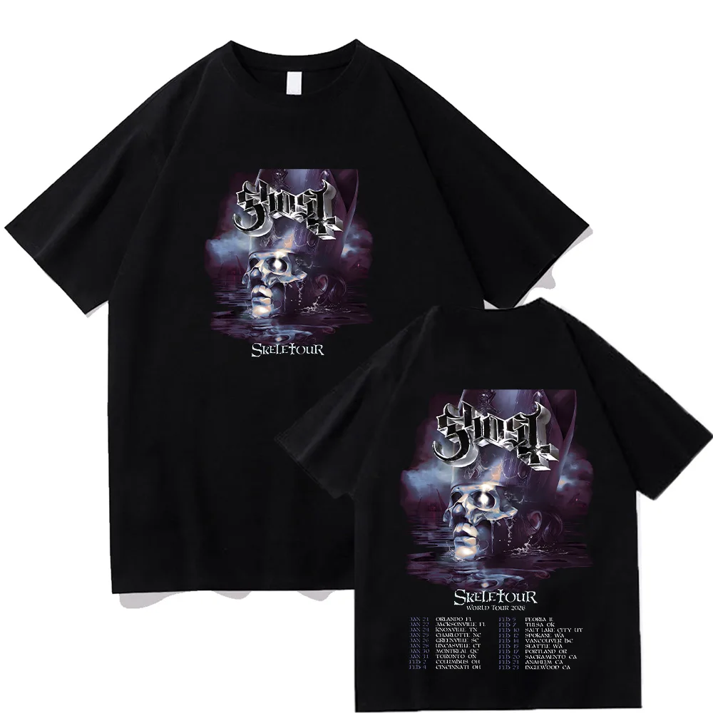

Ghost Skeletour World Tour T Shirts Ghost Band Tour 2026 Clothing Unisex Cotton Short Sleeve Casual Tees Fashion Rock Streetwear