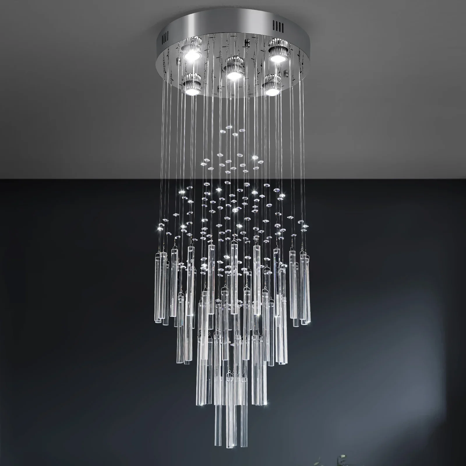 Crystal Droplight Led Hanglamp Moderne Loft Trap Kroonluchter Hangende Glans Plafondlamp Huishoudapparatuur Decor Armatuur