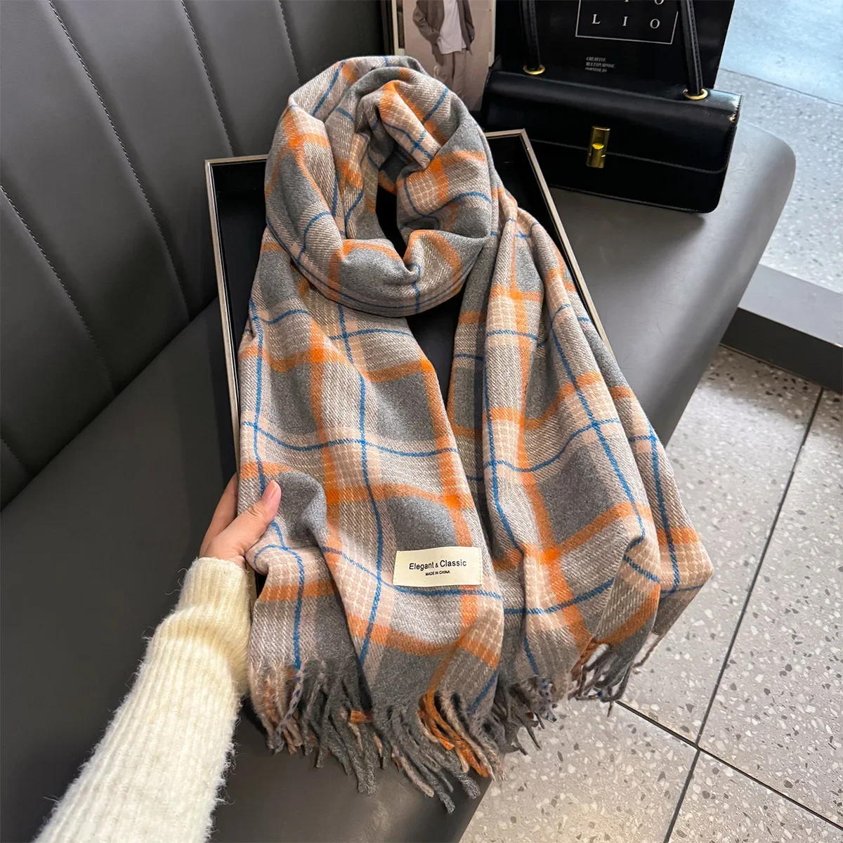 2024 Warm Plaid Cashmere Shawl Poncho Winter Scarf Luxury Print Blanket Pashmina Wraps Bufanda With Tassel Casual Stoled Echarpe