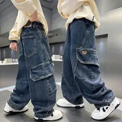 Kids Boys Denim Clothing Straight Jeans Children Pants Bottoms Spring Autumn Baby Boy Trousers 4 5 6 7 8 9 10 11 12 Years