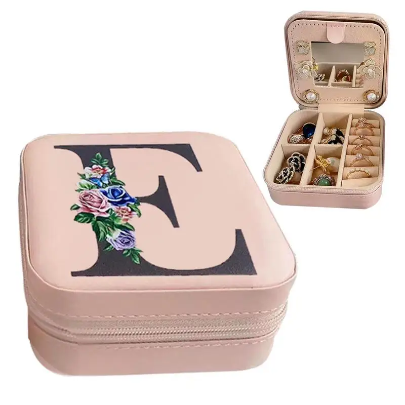 Travel Jewelry Organizer Portable PU Leather Box Bridesmaid Gifts And Travel Essentials Accessories With Mirror For Rings