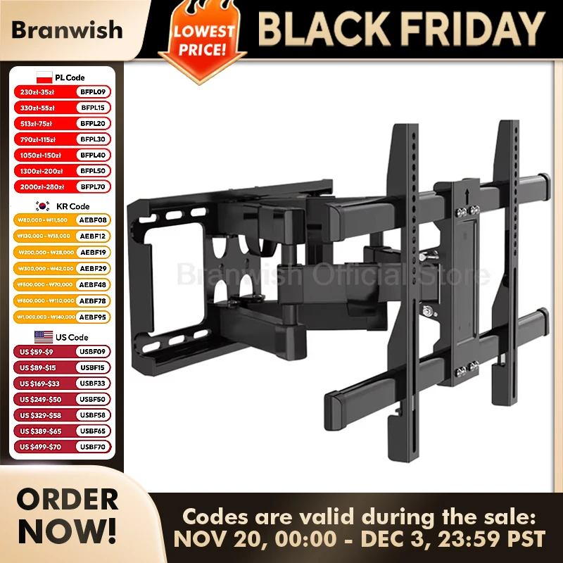 

40-90-дюймовое крепление для телевизора, регулируемый черный держатель, настенное крепление, несущая нагрузка, 80 кг, кронштейн для подставки для телевизора, полка для монитора ПК