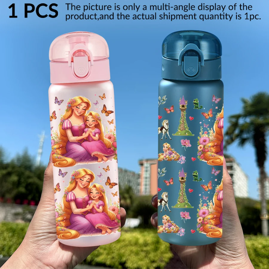 1Pc Disney, Rapunzel, Butterfly, 26oz Plastic Water Bottle Sports Water Cup with Lift Rope Birthday/Back To School Gift