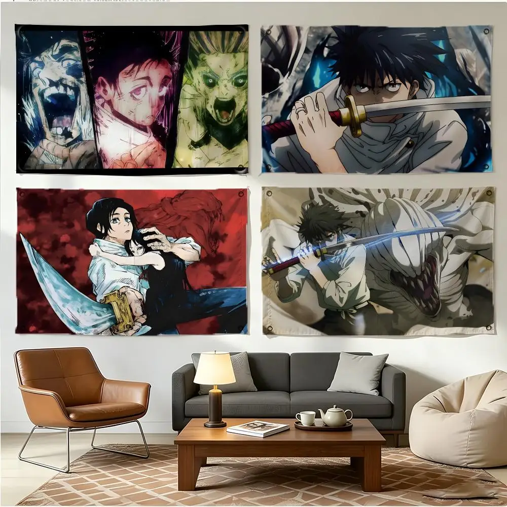 Anime Character Jujutsu Kaisen Yuta Okkotsu Flags Four Ring Borderless Art Decor Indoor Outdoor Use Simple Hang And Install