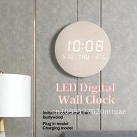 LED Digital Wall Clock Silent Display with Temperature Date And Time Multi-function Living Room Home Bedroom Fashion Wall Clock