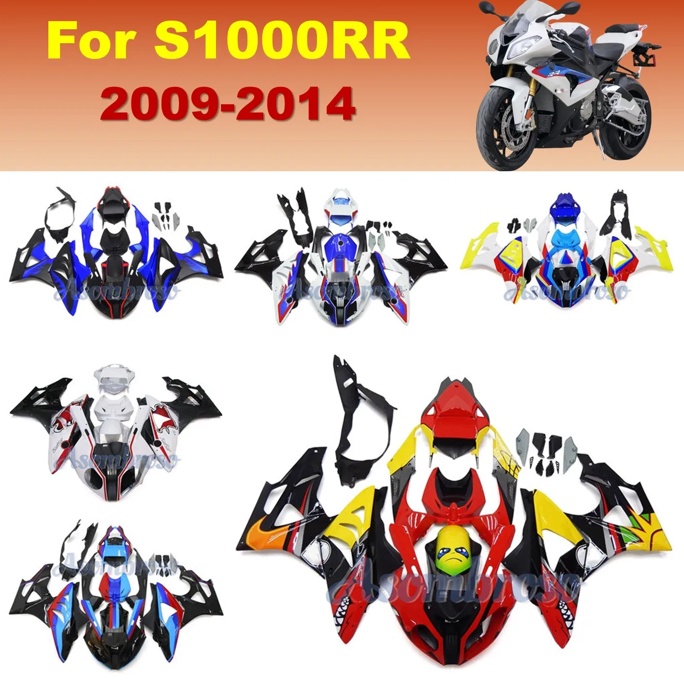 

ABS Fairings set For S1000RR 2009 2010 2011 2012 2013 2014 S1000 RR 09-14 Motocycle Shark stickers Body Plastic kit