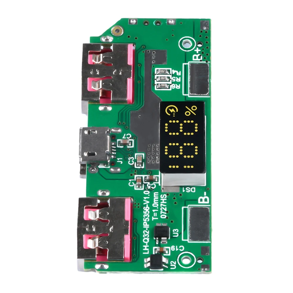 TYPE-C 마이크로 USB 디지털 디스플레이 고속 충전 모듈, 5V 3A 리튬 배터리, IP5356, QC3.0, 2.0, PD3.0, PD2.0, AFC, FCP